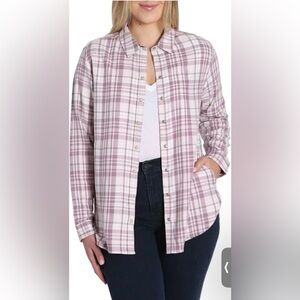 Jach’s Girlfriend Purple/White Plaid Button-Up Shirt/Shacket Size M